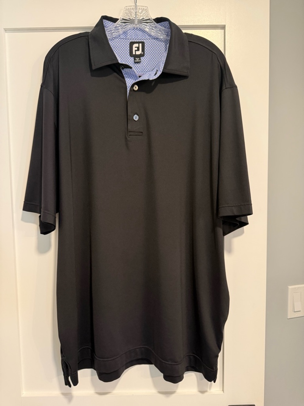 FootJoy Men's Black Golf Polo with Contrast Collar, Size XL